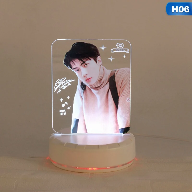 H06 EXO BAEKHYUN CHANYEOL SEHUN настольная лампа светильник палка светодиодный ночной Светильник прикроватный светильник палка светящиеся набор канцелярских принадлежностей - Цвет: H06