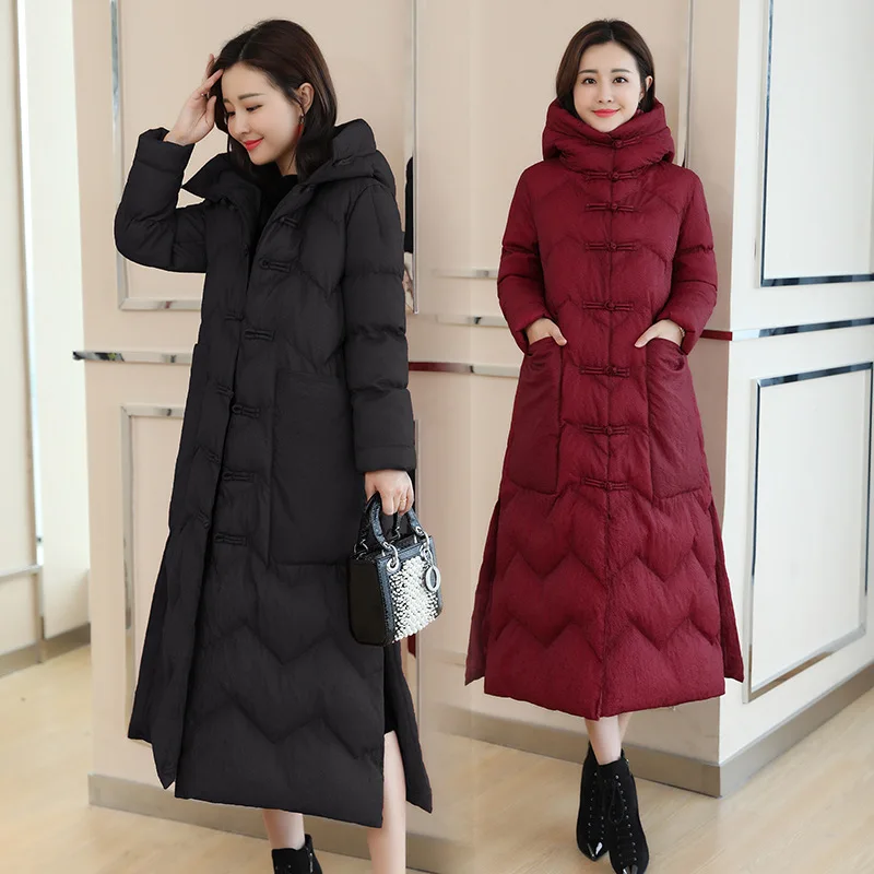 

2019 Winter New Style Long Simple Versitile Fashion Elegant Trend Cotton Coat Pocket Qdrzb78