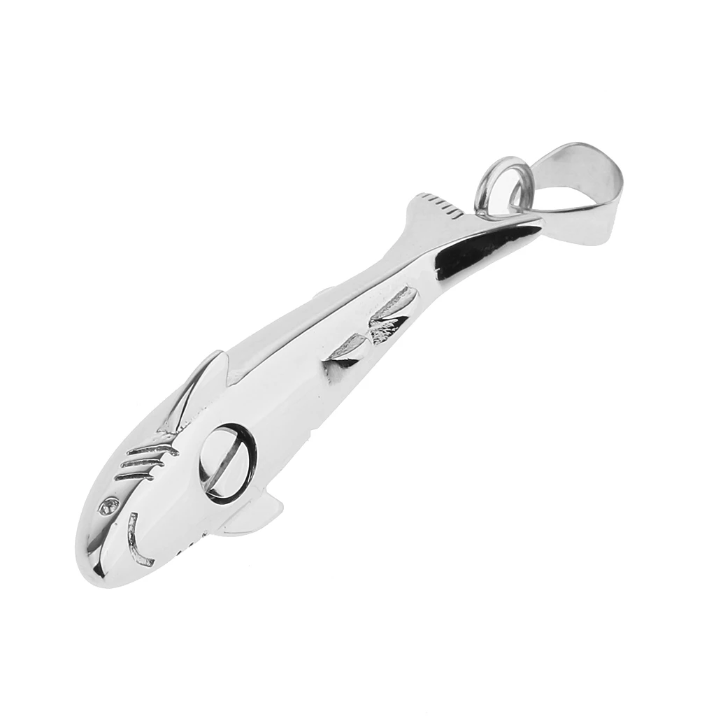 silver color Stainless Steel Fish Design Memorial Pendant Urn Ash Cremation Jewelry Screw Open Animal Pet Urn