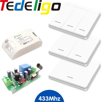 

433MHz AC 110V 220V10A Controller Wireless 1/2/3 Gang Push-button-Switch For Family Lighting Smart Home Wall button celling lamp