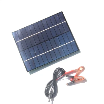 

BUHESHUI 6W 12V Solar Cell Polycrystalline Solar Panel+DC5521 Cable With Clips
