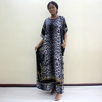 

2019 Dashikiage Fashion Design African Dashiki O-Neck Leopard Pattern Print African Plus Size Mama Dresses For Party