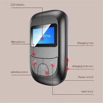 

2-in-1 Bluetooth Audio Adapter for PC/TV/Speaker Mini T4 Bluetooth 5.0 Wireless Adapter with LCD Display Transmitter Receiver