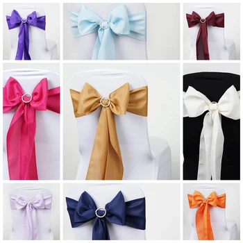 

High Thick Polyester Chair Sash Wedding Chair Knot Cover Decoration Chairs Bow band Belt Ties For Weddings Banquet