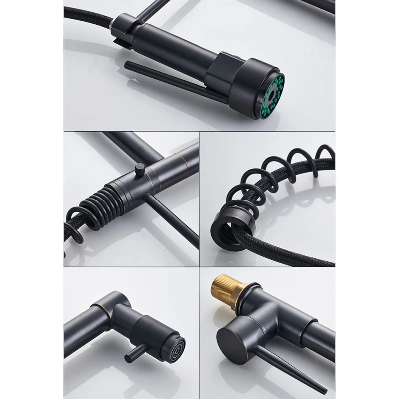  New Chrome Spring Pull Down Kitchen Faucet Dual Spouts 360 Swivel Handheld Shower Kitchen Mixer Cra - 4000299100290