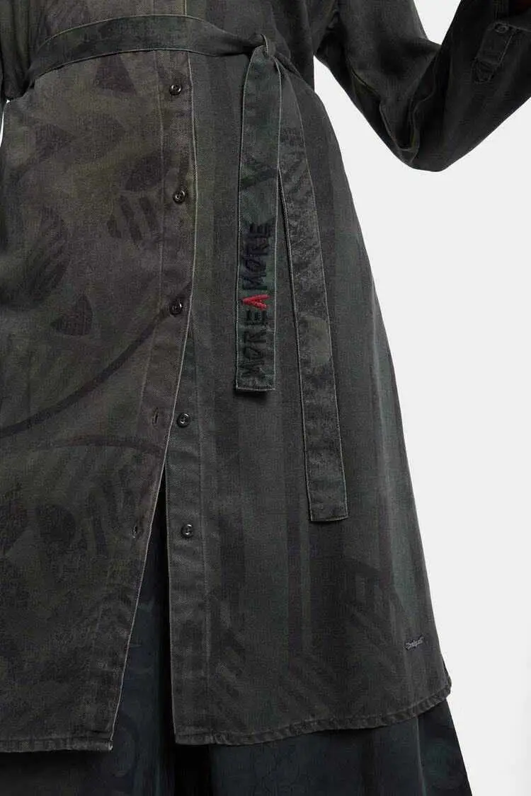 Испанское винтажное платье с песочным принтом; плащ-пыльник; Новинка года; DESIGUAL