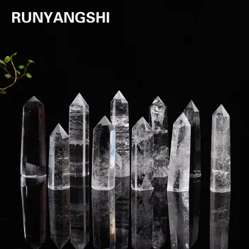 Natural white Crystal clear quartz 4-8CM Quartz Crystal Stone Point Healing Hexagonal Wand Treatment Stone lii ji natural stone black onyx agate clear quartz crystal with jade clasp bracelet for women party
