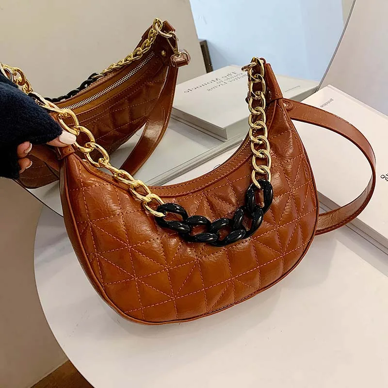 

Sewing Thread Half Moon Bags for Women 2020 Designer Lady Armpit Bag Female Hand Bag Shoulder Handbag Female Crossbody Bag