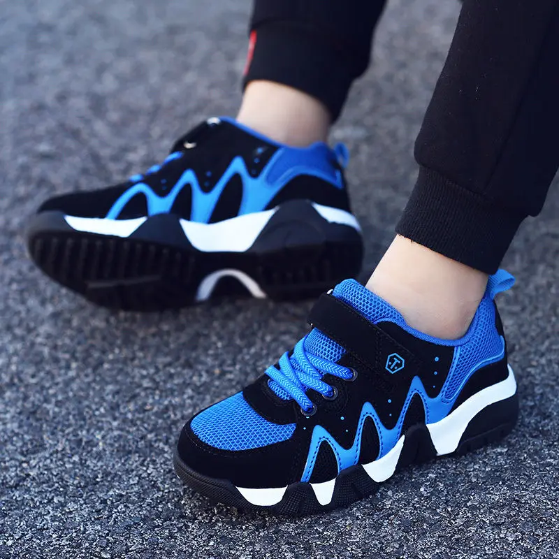 Весенне-Осенняя детская обувь, детские кроссовки для мальчиков, повседневная обувь, женские кроссовки, сетчатые спортивные кроссовки для бега Chaussure Enfant - Цвет: Blue