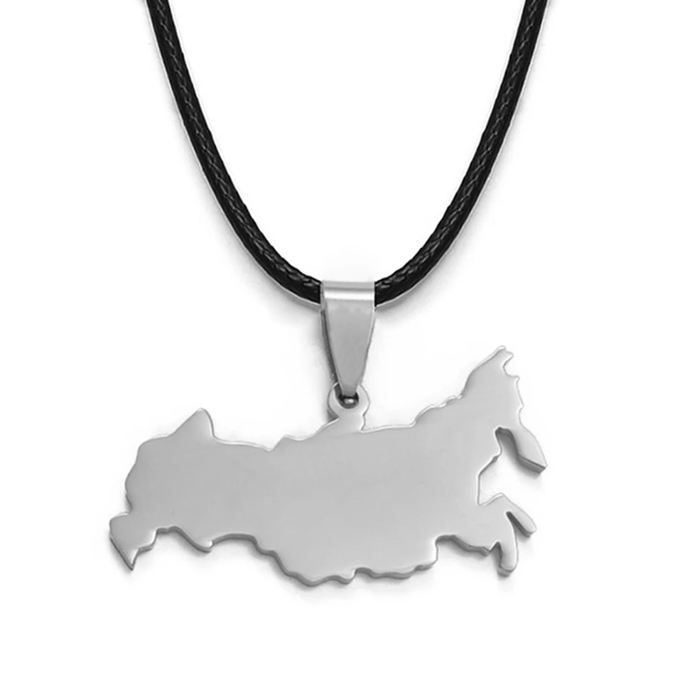 Anniyo, два цвета, серебро/золото, Россия, карта, подвеска, ожерелья, Российская Федерация, очаровательные ювелирные изделия#008021 - Окраска металла: Silver