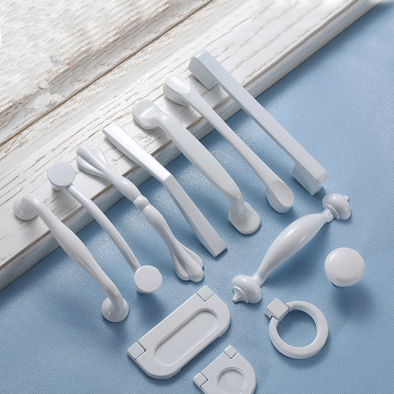 

White Cabinet Handles Aluminium Alloy Kitchen Closet Door Knobs and Cupboard Handles Drawer Pulls Furniture Handle Hardware