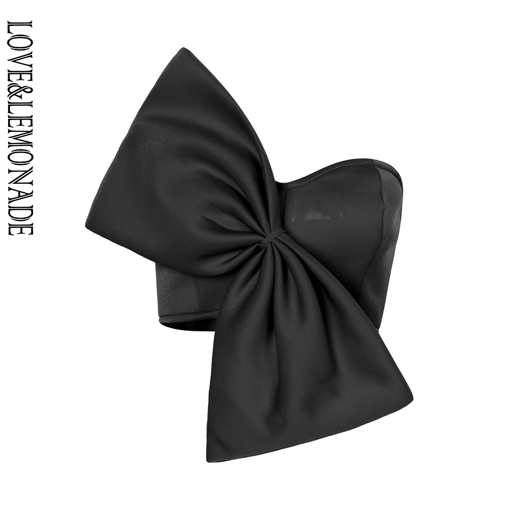 

LOVE&LEMONADE Sexy Black Bandeau Bow decoration Top LM90083