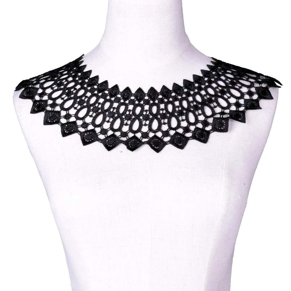 Black Embroidery Venise Lace Neckline Collar Embellishment Sewing Applique Trims Dress Supplies Scrapbooking lace fabric lace garment accessories lace sewing supplies lace sewing accessories lace decoration lace accessories