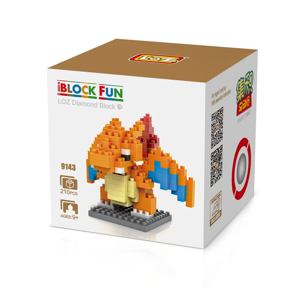 LOZ Алмазный Блок iBLOCK Веселые строительные блоки Charmander Squirtle Bulbasaur Charizard Eevee Gengar Brick фигурный блок набор игрушек - Цвет: 9143 with box