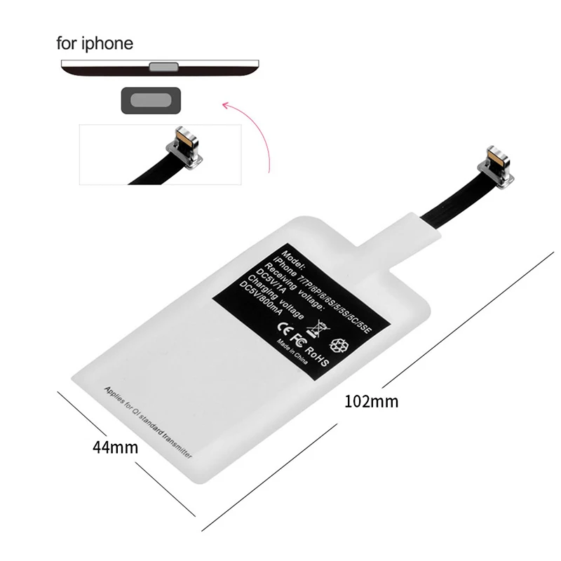 For iphone Qi стандарт беспроводной зарядки катушки приемник Pad Универсальный адаптер модуль для iPhone 5 6 7 samsung huawei Micro-usb type C Телефон - Цвет: For iphone
