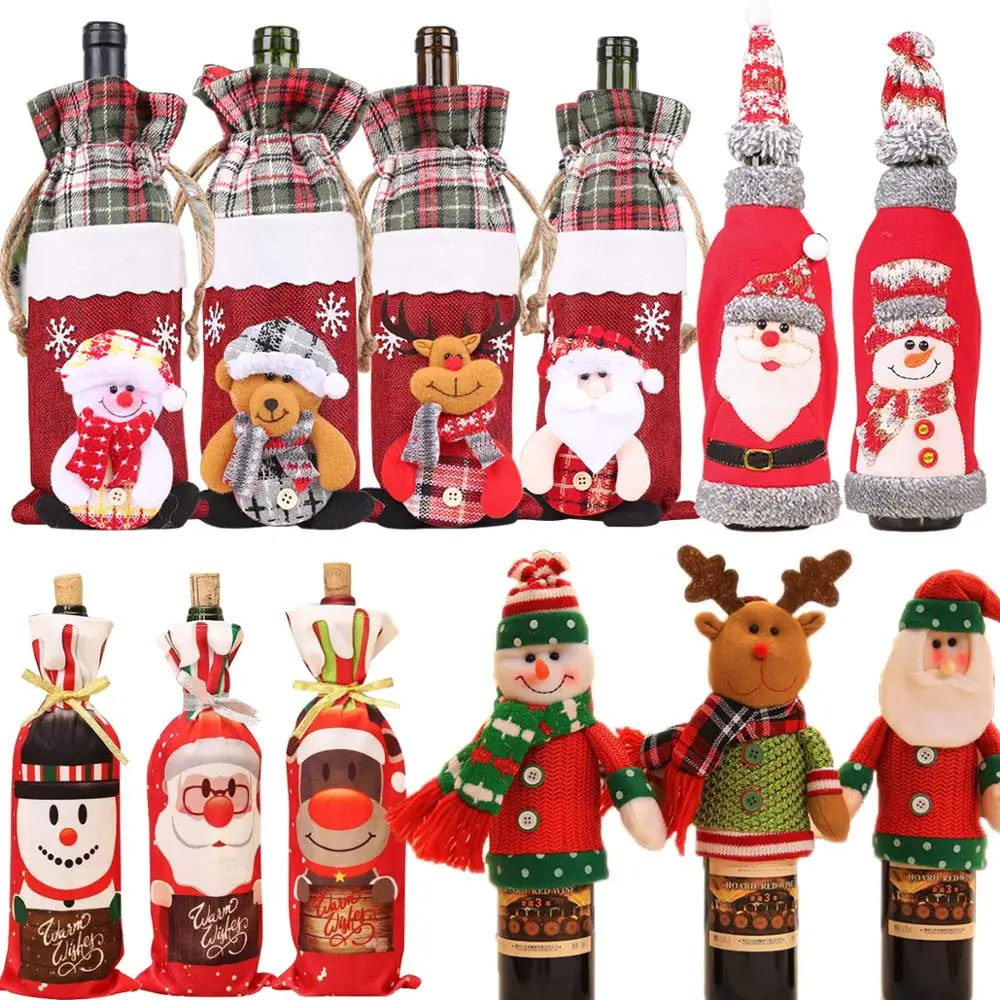 

Christmas Wine Bottle Cover christmas decorations for home 2020 Natal Noel Christmas Table Decor Xmas Gift Happy New Year 2021