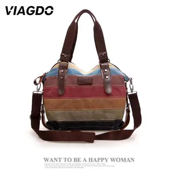 

Shoulder Bag Beach Bag Handbag Satchel Canvas Canvas Rainbow Stripe Tote Women Novelty Fashion Zipper