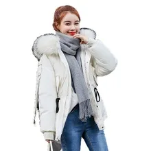 Korean-style Winter Mid-length Women's Thick Cotton-padded Clothes over-the-Knee Large Fur Collar Slim Fit Coat Large Size