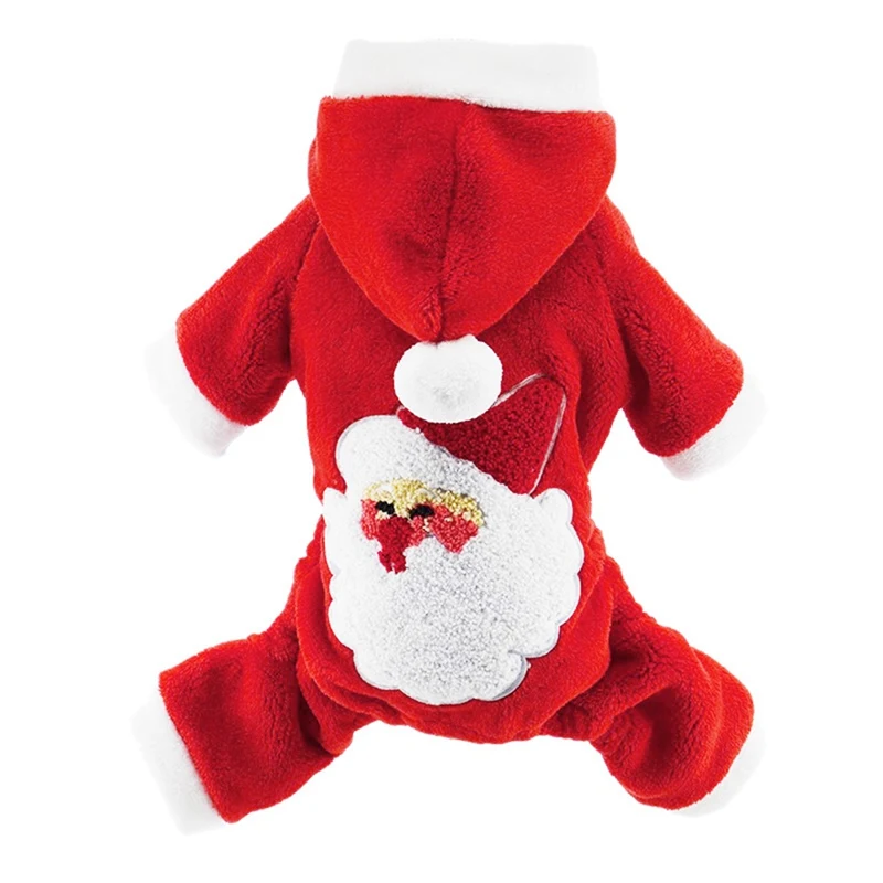 ПЭТ Рождество 4 брюки с широкими штанинами с длинными рукавами теплое пальто с капюшоном маленькие собаки праздничные декорации милая куртка