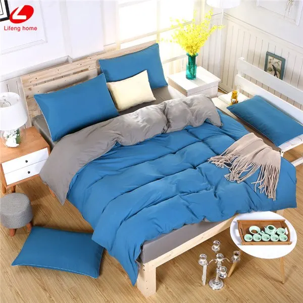 Royal blue grey AB сбоку постельных принадлежностей супер ковровое покрытие темно-синие+ бежевый 3/4 шт Постельное взрослых человек плоский лист 230*250cm55 - Цвет: Royal blue grey