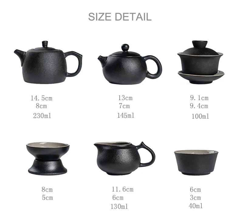 Chinese Black Crockery Ceramic Teapot Tea Cup Chinese Kung Fu Tea Sets Drinkware Ceremony