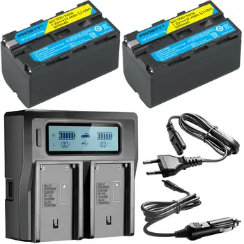 

2Pcs 5200mAh NP-F750 NP-F770 NP F750 NP F770 Battery + Fast LCD Dual USB Charger for NP-F970 F550 NP-F960 F970 F950 NP F750