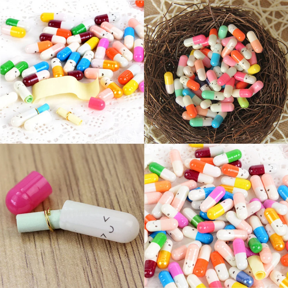 Mini pastillas de amor con rollo de papel, 50 Uds., Mensaje de notas en blanco en botella, cápsula de mensaje completamente transparentes, Botella de deseo para regalo de fiesta de navidad