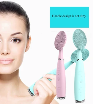 

Hand-held Cleansing Instrument Electric Silicone Face Wash Brush Massager Clean Pores Waterproof Vibration Cleansing Instrument