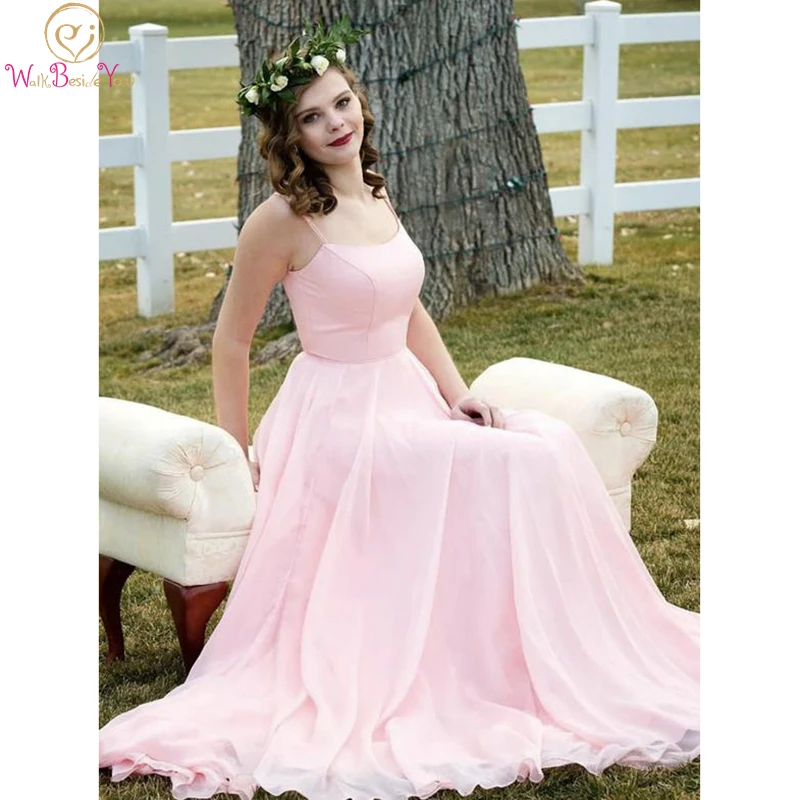 Pink Chiffon Long Prom Dress Simple Evening Gown Scoop Neckline Spaghetti Strap trajes de fiesta de gala para mujer
Pink Chiffon Long Prom Dress Simple Evening Gown Scoop Neckline Spaghetti Strap trajes de fiesta de gala para mujer