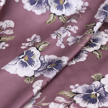 

Retro Flower Print Real Silk Fabric Stretch Satin Wide 108cm Mulberry Clothing Cheongsam Dress