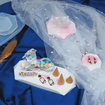 

Faceted Rectangle Octagonal Coaster Oversized Resin Mold Jewelry Showcase Display Transparent Flexible Silicone Molds