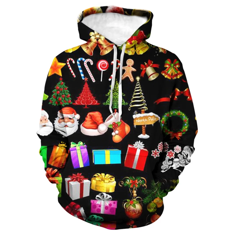 

Christmas Gift Men Harajuku Hoodies 3D Cartoons Print Pullovers Sweatshirt Unisex Casual Hooded Out Coat Oversize Sweatwear