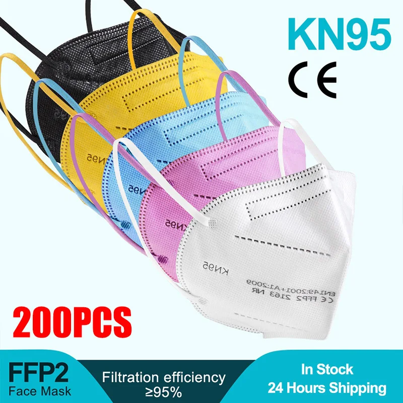 10-200 штук ffp2 CE маска fpp2 одобренные kn95 маски Mascarillas Kn95 сертифицированные черные