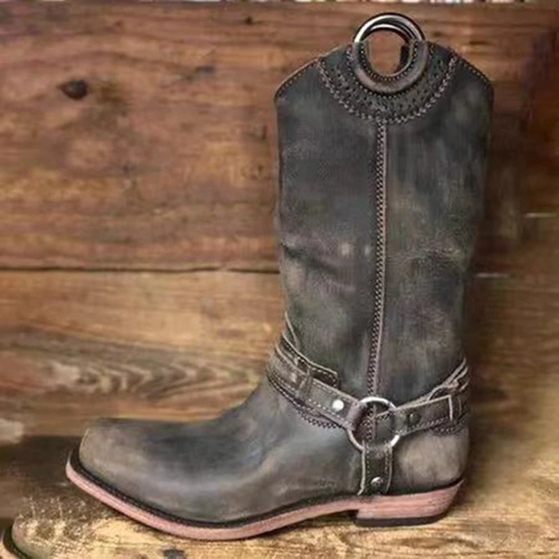 Г. Отеньо Нуэвас explosiones cabeza redonda botas planas moda salvaje alto botas de mujer de gran tamamino botas de mujer