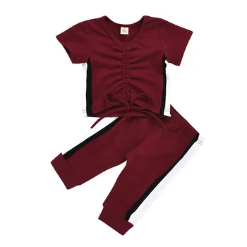 

New Kid Baby Girl Clothes Sets 2PCS T Shirt Striped Pants Outfits Summer Short Sleeve Set Casual Clothing 0-5Y