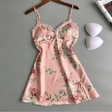 Женские топы для сна; домашняя одежда; сезон осень-зима; сексуальный с принтом с цветами; ночная рубашка с подкладкой; большие размеры; дамское белье