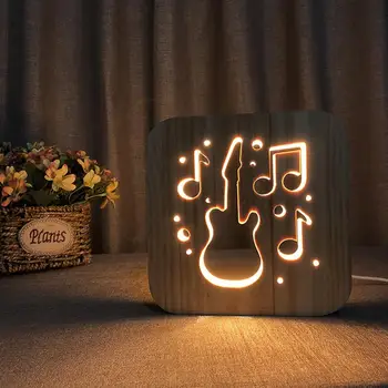 

Creative Graving Hollow Wooden Lamp Night Light Kids Bedroom Decoration Warm Light LED USB Charging for Children Birthday Gift
