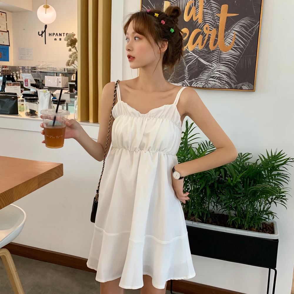

C1776 2019 spring summer new student pure color fashion temperament women dress cheap wholesale