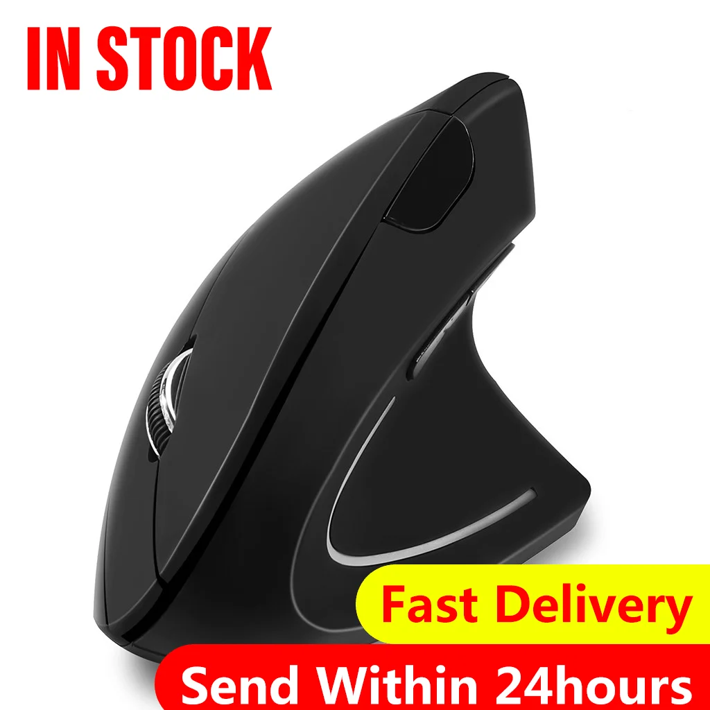 Dispositivo inalámbrico para ordenador portátil, Mouse Vertical Usb de 6 teclas, diseño ergonómico óptico de 2,4 dpi, color negro, 2400g