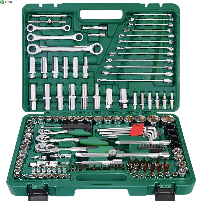 

121/150 Pcs Car Repair Kit Tool Box Hand Wrench Ratchet Repair Kit Tire Removal Hand Tools