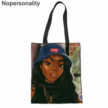 Nopersonality американская африканская Художественная печать многоразовая складная сумка для покупок холщовые сумки на плечо повседневные студенческие сумочки