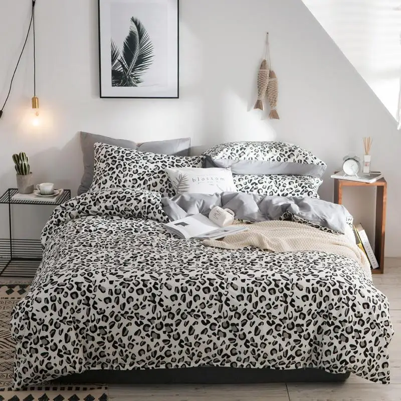 

Nordic Black White Grey Bedding Set Twin Queen King size 100%Cotton Flat Bed Sheet set Duvet Cover Fitted sheet parure de lit