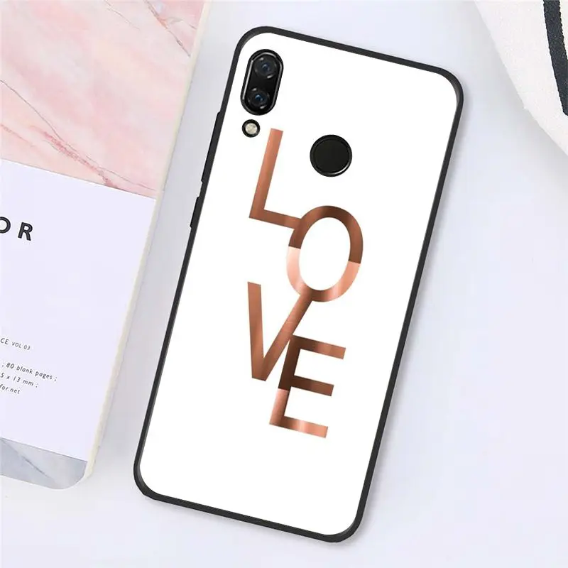 Love Heart Gold Rose Marble Stripes