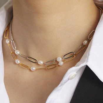 

14KGF Link Choker Original Design Natural Pearl Luxury Necklace for Women Festival Jewelry Gift