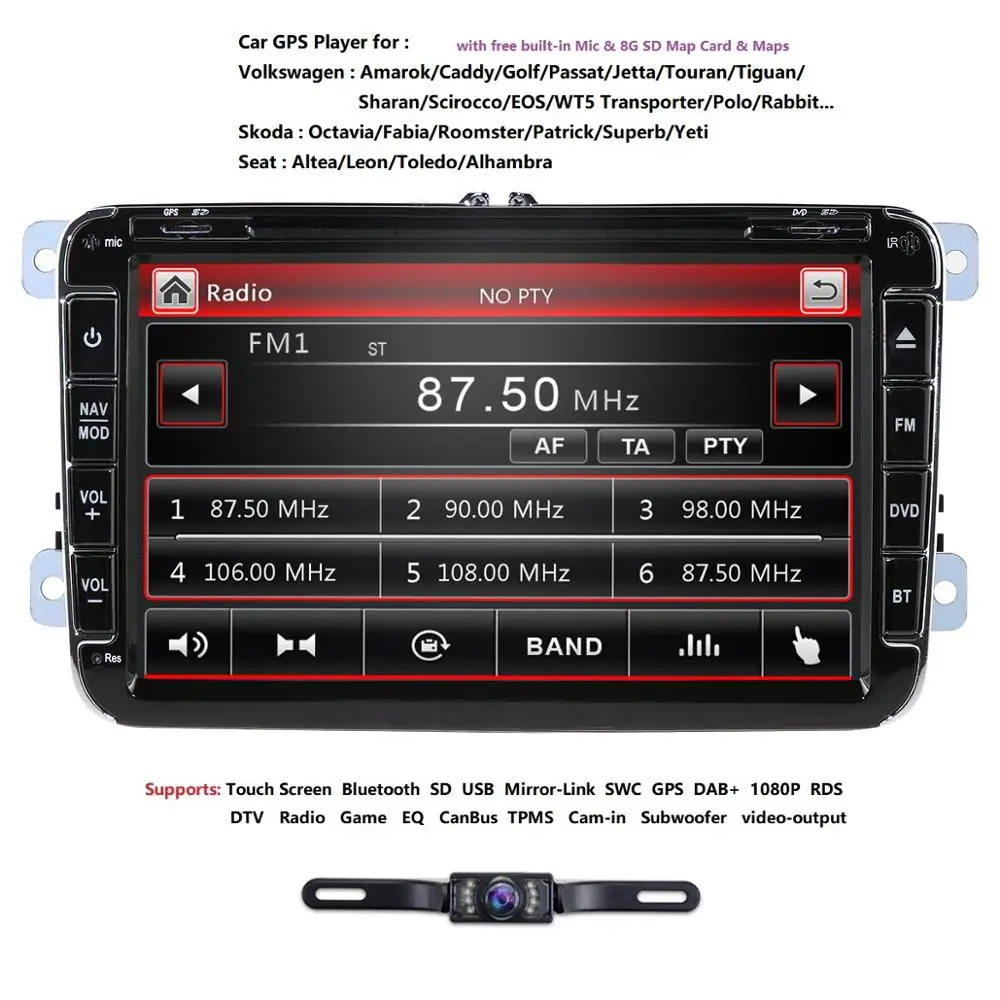 Автомобильный мультимедийный плеер 2 Din автомобильный DVD для Volkswagen/Golf/Polo/Tiguan/Passat/b7/b6/SEAT/leon/Skoda/Octavia радио gps DAB камера