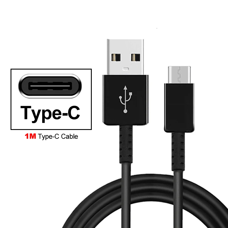 Зарядное устройство usb type-C для samsung Galaxy J4 PLUS J4 Prime J6 PLUS J6 Prime J2 Core A7 A750 A9 A9S - Тип штекера: USB-C 1M Cable Black
