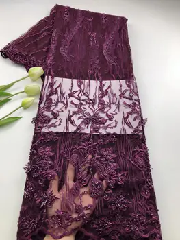 

(5yards/pc) high grade embroidered African French net lace fabric with lots of tiny beads wedding tulle lace for dress FLH021