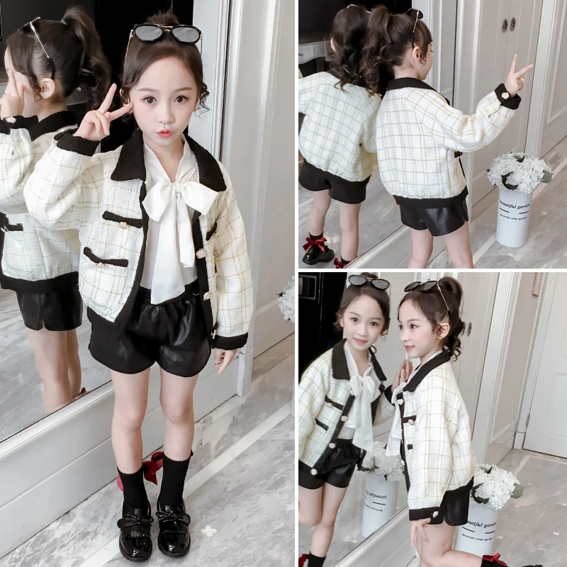 Cute Girls Jackets Autumn New Casual Plaid Kids Outwears Princess Girls Clothes Children Coats Vestidos for 6 8 10 12 Years