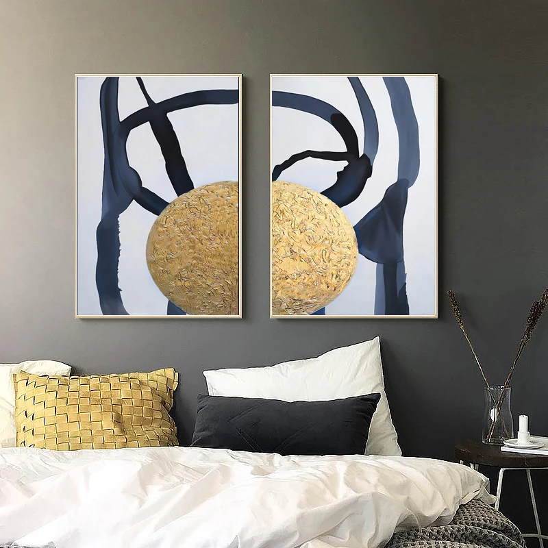 GoldenWallArtCanvasPrintsModernAbstractHomeDecorPicturesArt