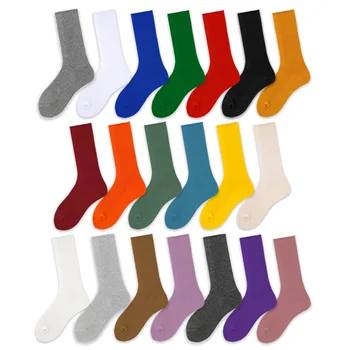

5pairs/bag Japanese Korea Girls High Women's Socks Loose Solid Colors Double Needles Knitting Cotton Women Long Socks